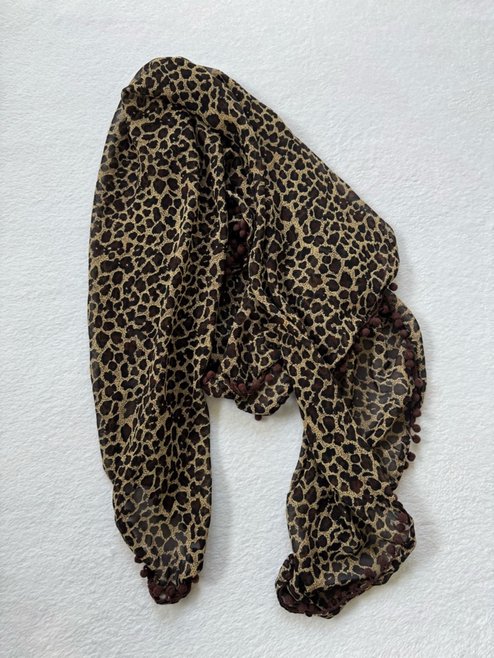Leopard Print Lightweight Scarf - Brown/Black